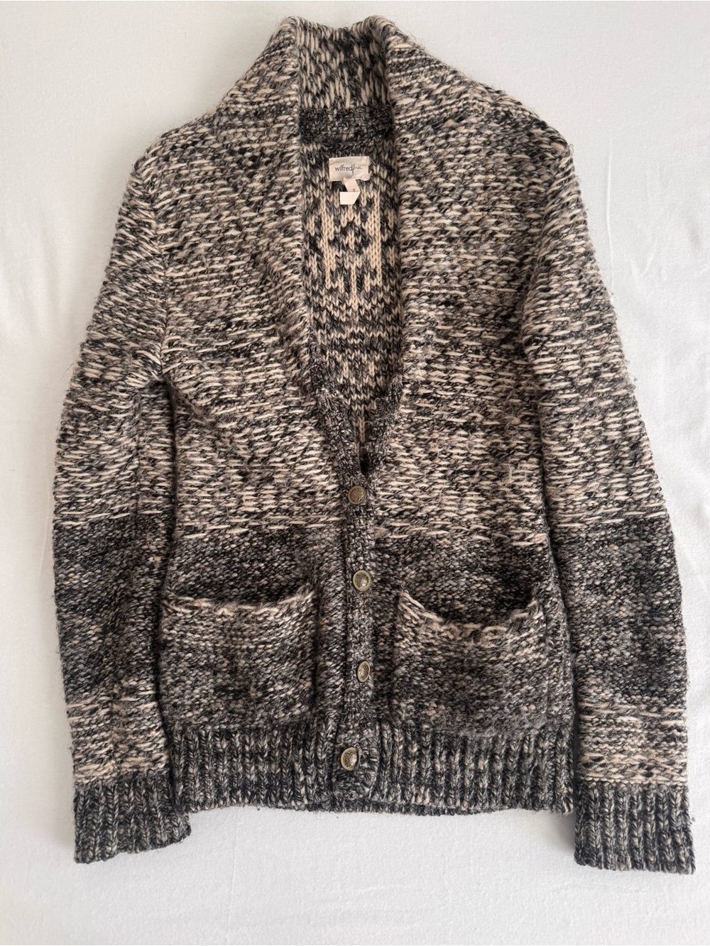 Wilfred (Aritzia) Marled Shawl-Collar Button Cardigan
